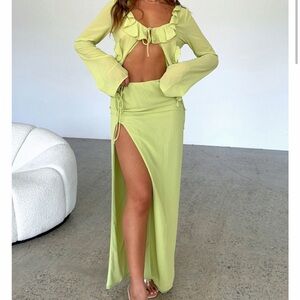 White Fox Boutique Green Skirt and Top Set - Do you feel the same maxi + top